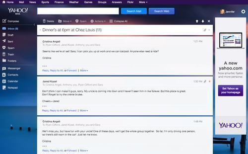 Agrupamento de mensagens em conversas é uma das novidades do Yahoo Mail (Imagem: Divulgação)
