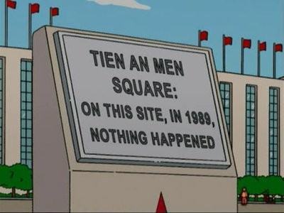 Disney / Fox / The Simpsons / placa "nada aconteceu" na Praça Tienanmen / Apple
