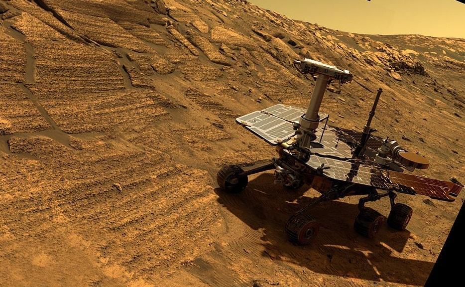 A sonda Opportunity em Marte (simulação da NASA).