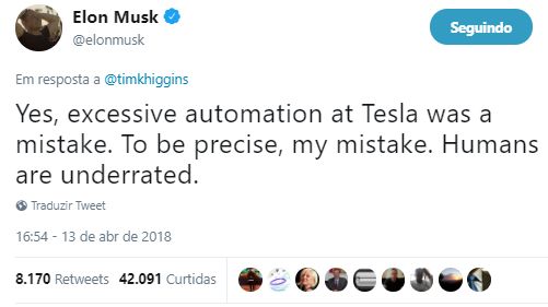 Tweet mea culpa de Elon Musk