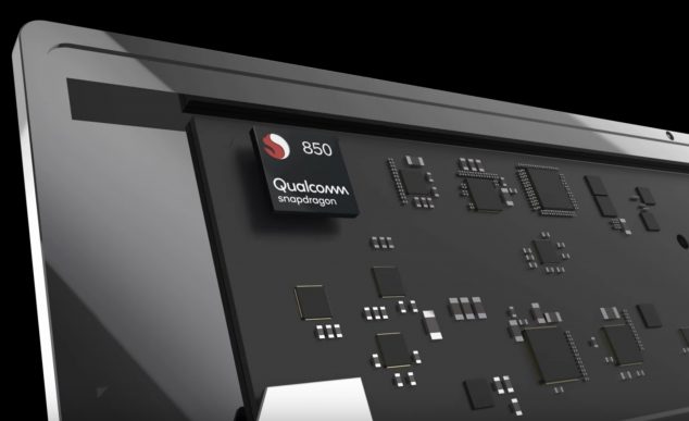 Ilustração do novo processador Snapdragon 850 em um PC Always Connected