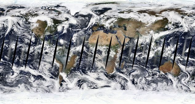 Imagem do app Worldview mostra a terra vista de um satélite da NASA.