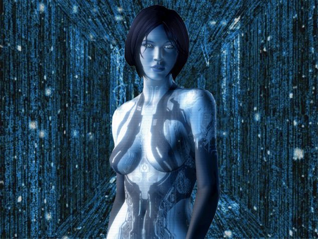 Montagem feita pelo MB mostra Cortana na frente do fundo de Matrix