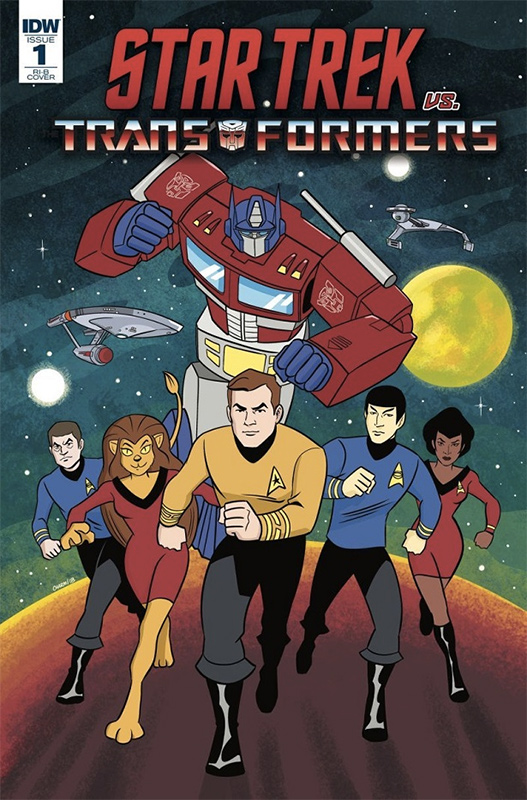 Capa do crossover de Star Trek com Transformers