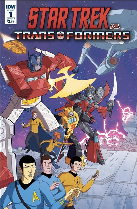 Capa do crossover de Star Trek com Transformers