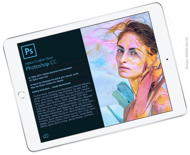 Adobe vai lançar uma versão completa do Photoshop pro iPad. Montagem: Nick Ellis para o Meio Bit.