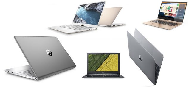 Para ilustrar o mercado de PCs, notebooks da HP, Lenovo, Dell, Apple e Acer. 