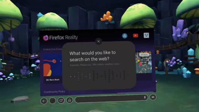 Firefox Reality, disponível nas lojas Viveport, Oculus e Google Play (para aparelhos Daydream).