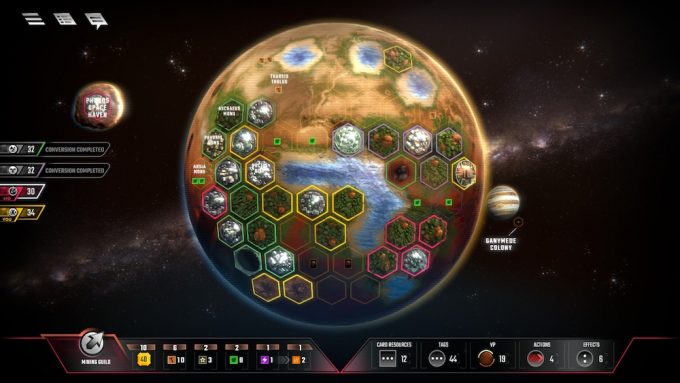Tela do jogo Terraforming Mars.