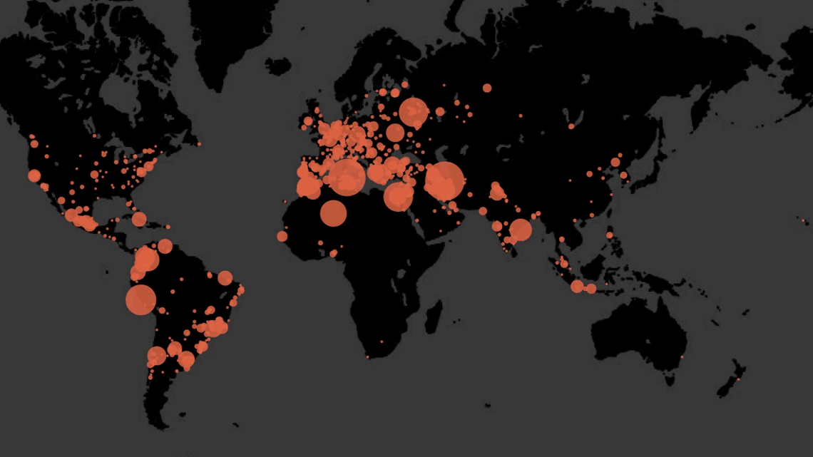 Nature / Gráfico mostra acesso do Sci-Hub no mundo / dados de 2016