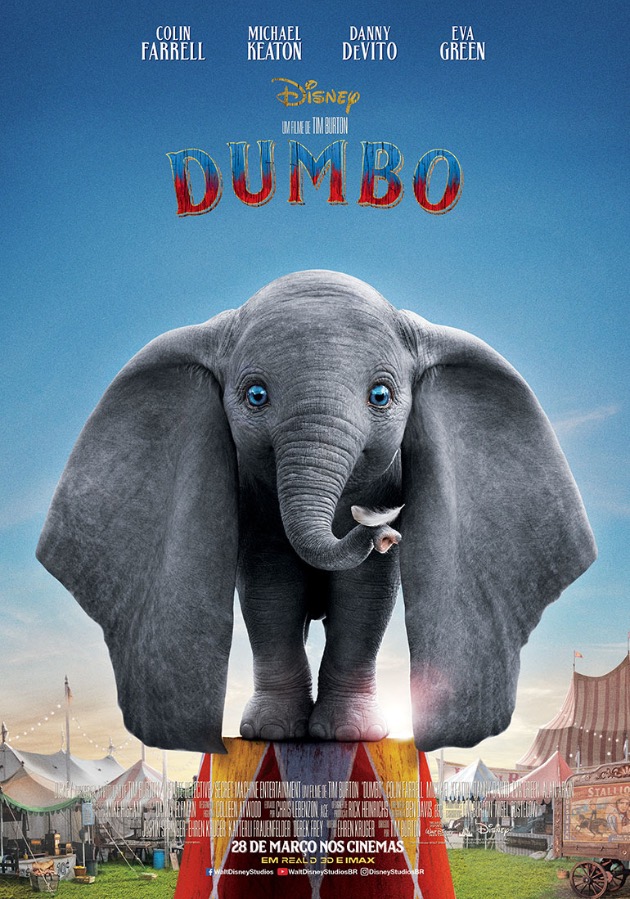 Poster nacional da versão live action de Dumbo, dirigida por Tim Burton