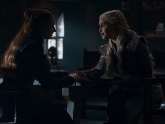 Sansa e Daenerys em cena do oitavo episódio de Game of Thrones