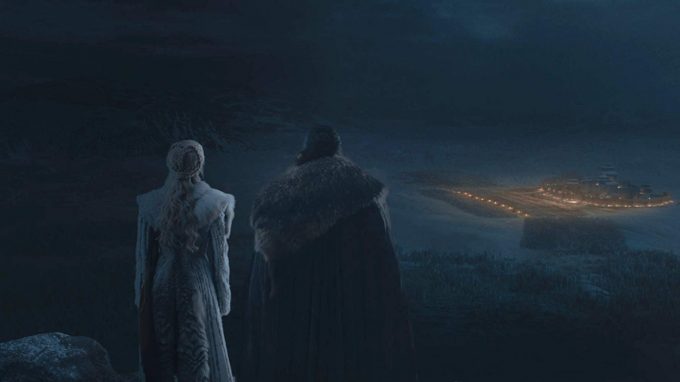 Jon e Dany em imagem de divulgação do episódio 3 da 8a temporada de Game of Thrones, The Long Night