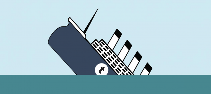 Desenho: HMS Titanic, com logo do Tumblr no casco, afundando