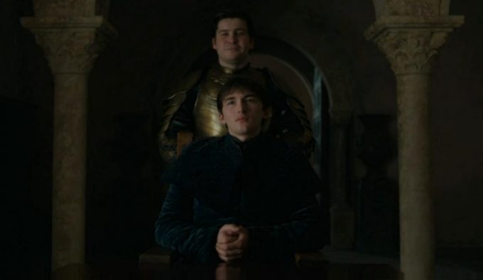 O Rei Bran e Ser Podrick em cena do episódio final de Game of Thrones