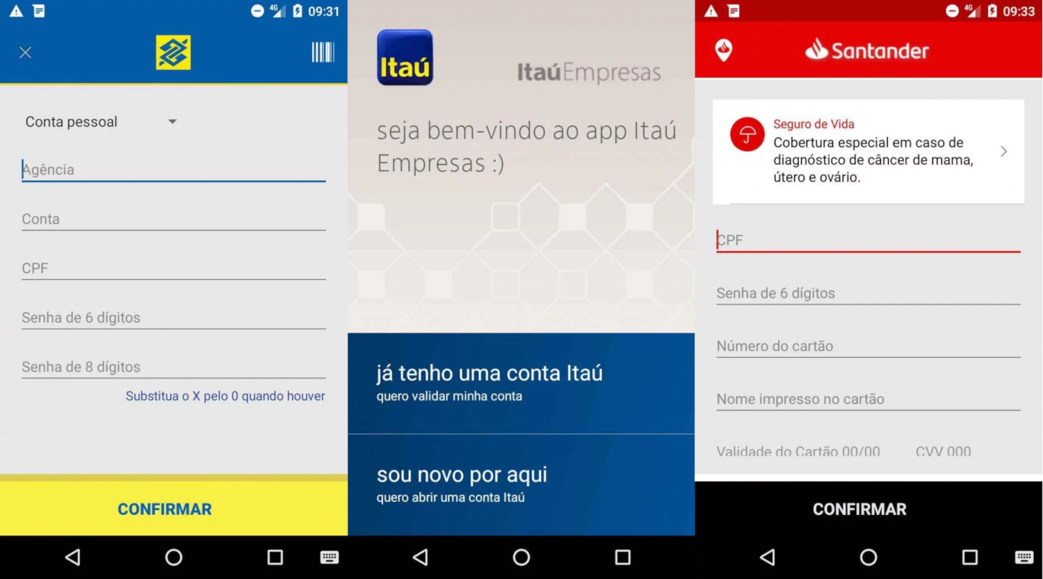 WannaHydra / apps Android Banco do Brasil, Itaú e Santander / malware