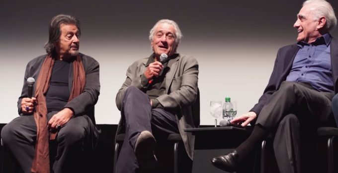 Al Pacino, Robert De Niro e Martin Scorsese na coletiva de O Irlandês