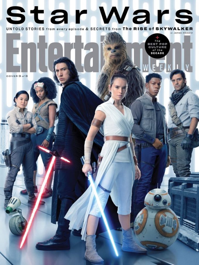 Capa da Entertainment Weekly com o elenco de A Ascensão Skywalker
