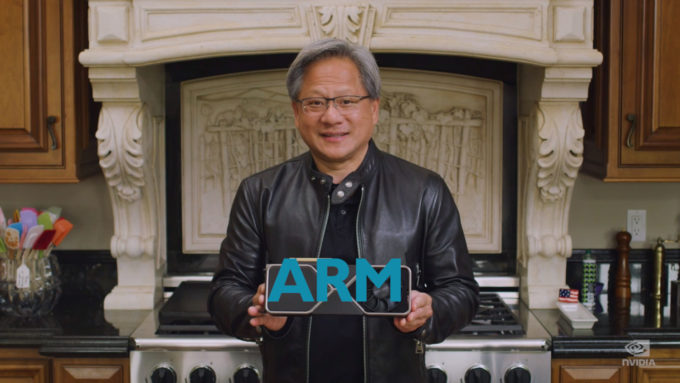 Jensen Huang, CEO da nVidia / ARM logo / nVidia / Ronaldo Gogoni / Meio Bit