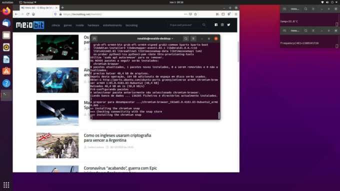 Ubuntu 20.10 no Raspberry Pi 4 (Imagem: Reprodução/Canonical)