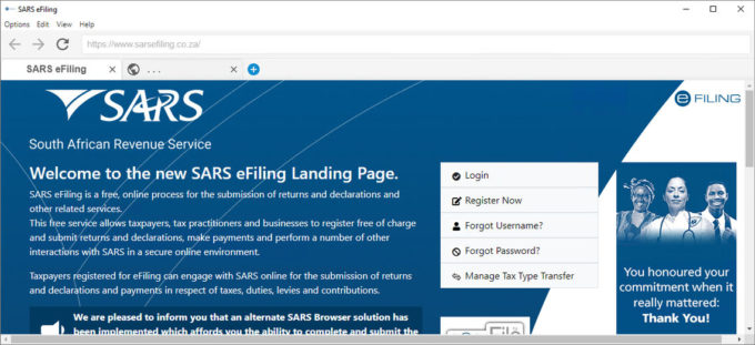 Página inicial do SARS Browser (Imagem: Reprodução/SARS)