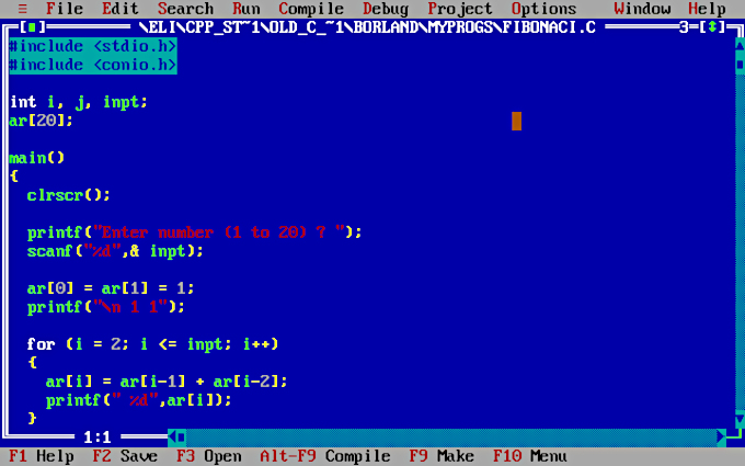 Compilador Turbo C (Crédito: Reprodução/Borland International)
