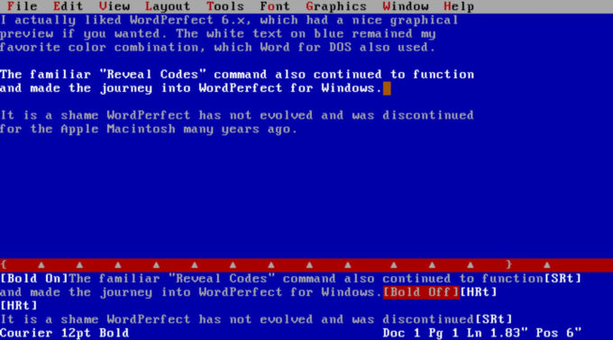 WordPerfect no MS-DOS (Crédito: Reprodução/Corel)