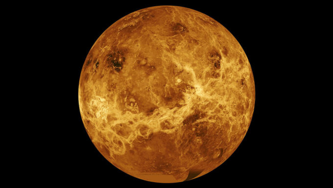 Imagem composta de Vênus criada com dados da sonda espacial Magellan e da Pioneer (Crédito: NASA/JPL-Caltech)