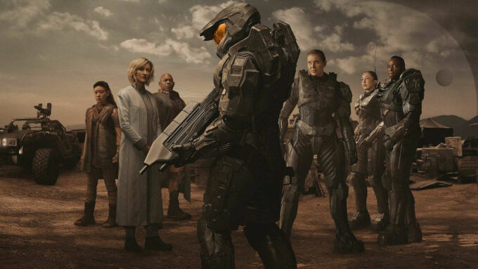 O elenco principal de Halo (Crédito: Divulgação/Chapter Eleven/One Big Picture/Amblin Television/343 Industries/Showtime/Paramount)