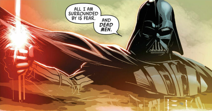 "Tudo pelo qual estou cercado é medo. E homens mortos." Esta frase, dita em Star Wars: A Queda de Vader (fora de catálogo), se tornou célebre (Crédito: Reprodução/Marvel Comics/Disney)