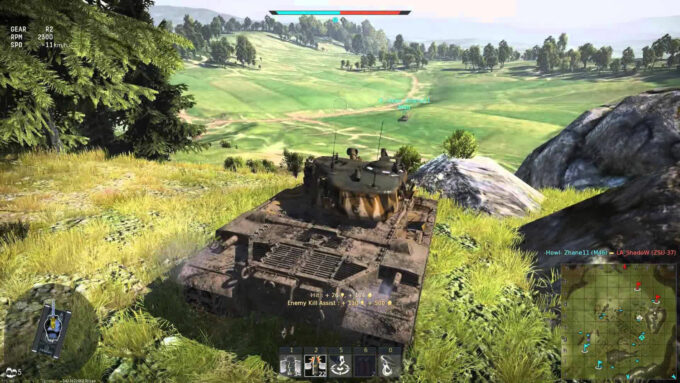 Gameplay de War Thunder; o tanque da imagem é um M46 Patton, operado pelos EUA na Guerra da Coreia (Crédito: Reprodução/Gaijin Entertainment)