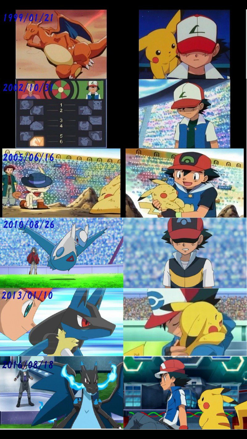 As várias derrotas de Ash ao longo dos anos (Crédito: Reprodução/The Pokémon Company/TV Tokyo/Netflix)