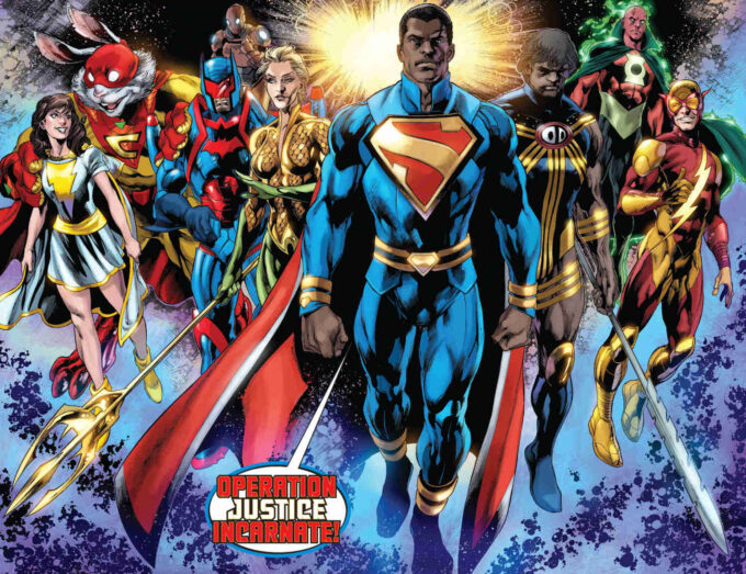 Seria interessante ver este exato mesmo grupo em diversas mídias, já que se trata da Liga do Multiverso (Crédito: Reprodução/DC Comics)