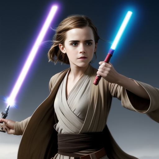 a picture of Emma Watson as a Jedi Knight - Steps: 25, Sampler: Euler a, CFG scale: 7, Seed: 1056558929, Face restoration: CodeFormer, Size: 512x512, Model hash: 8343ae9085, Model: megaModel11_megaModel11-0795-0651-0514, Version: v1.2.1