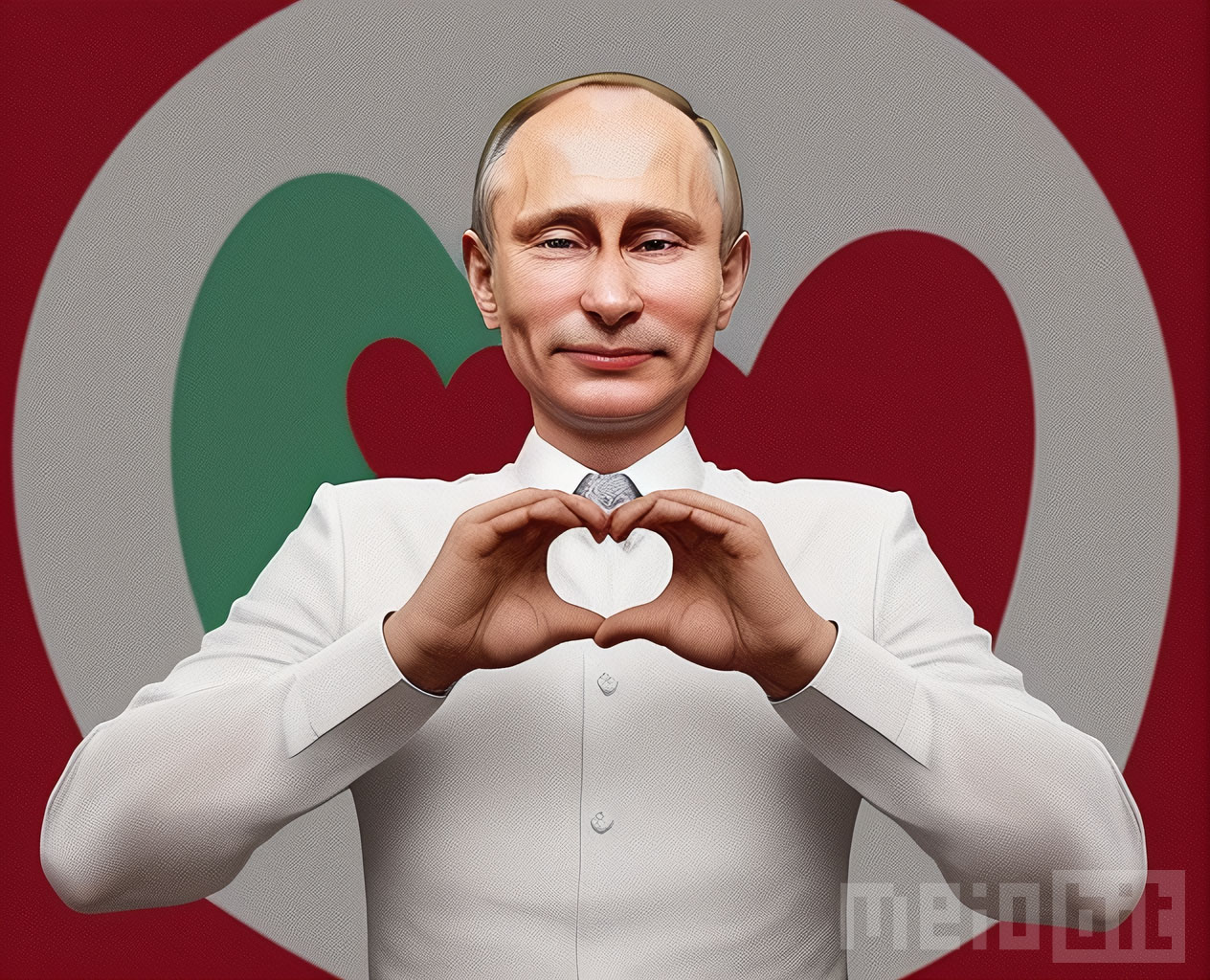 Prompt: Smiling Vladmir Putin Making Heart Shape with Her HandsDetalhes: Steps: 20, Sampler: Euler a, CFG scale: 7, Seed: 2896531791, Size: 632x512, Model hash: 423e602e32, Model: clarity_clarity14-0038-0869-0679, Denoising strength: 0.7, ControlNet Enabled: True, ControlNet Preprocessor: openpose, ControlNet Model: control_openpose-fp16 [9ca67cc5], ControlNet Weight: 1, ControlNet Starting Step: 0, ControlNet Ending Step: 1, ControlNet Resize Mode: Crop and Resize, ControlNet Pixel Perfect: False, ControlNet Control Mode: Balanced, ControlNet Preprocessor Parameters: "(512, 100, 200)", Hires upscale: 2, Hires upscaler: Latent