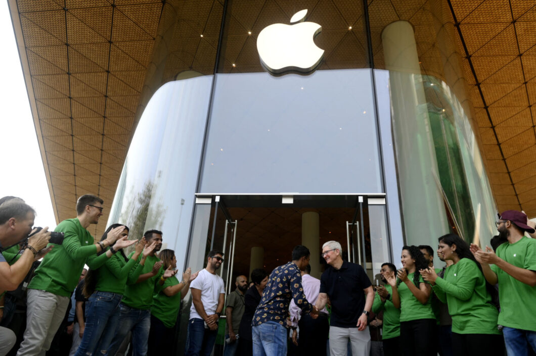 Tim Cook during the opening of the first Indian Apple Store in Mumbai, in April 2023 (Credit: Indranil Aditya/Bloomberg/Getty Images)