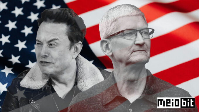 Elon Musk (que terá cargo no governo) e Tim Cook podem ser agraciados com isenções, apenas para que Tesla e Apple não fiquem atrás de BYD e Samsung (Crédito: Ronaldo Gogoni/Meio Bit)