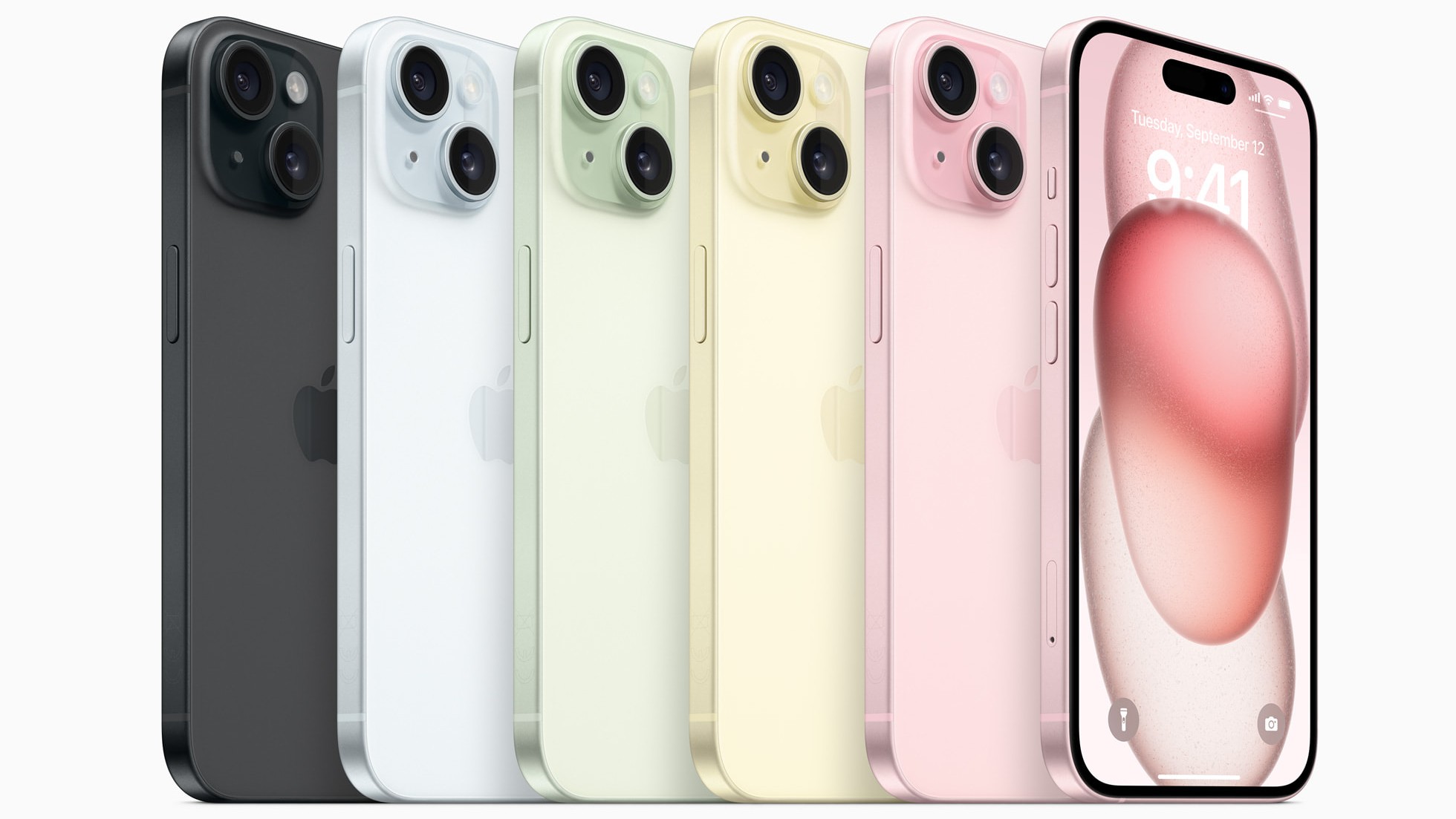 Vários celulares iPhone alinhados