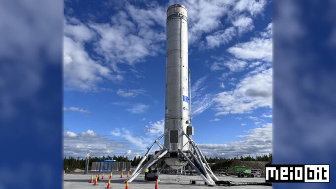 Plataforma de testes Themis, da ESA, finalmente montada (Crédito: ArianeGroup/Ronaldo Gogoni/Meio Bit)