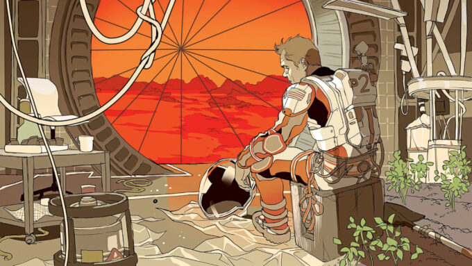 Em Perdido em Marte, Mark Watney passou um ano e meio no planeta vermelho; na vida real, a experiência deixaria marcas profundas em seu cérebro (Crédito: Tomer Hanuka/The New Yorker)