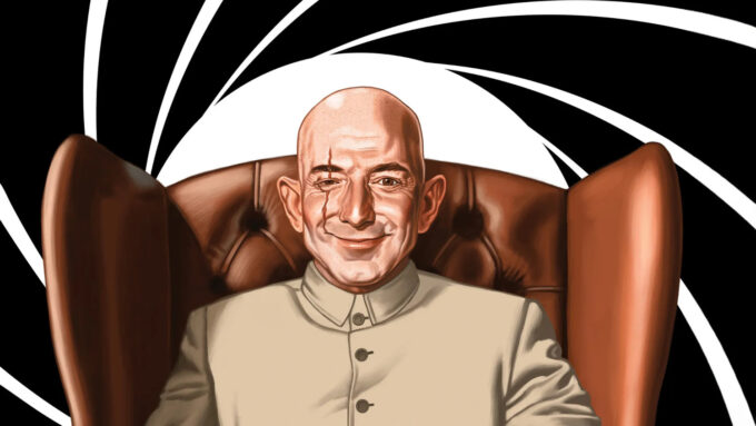 Como um autêntico vilão de James Bond, Jeff Bezos provou que todo mundo tem seu preço (Crédito: Scott Anderson/The Hollywood Reporter)