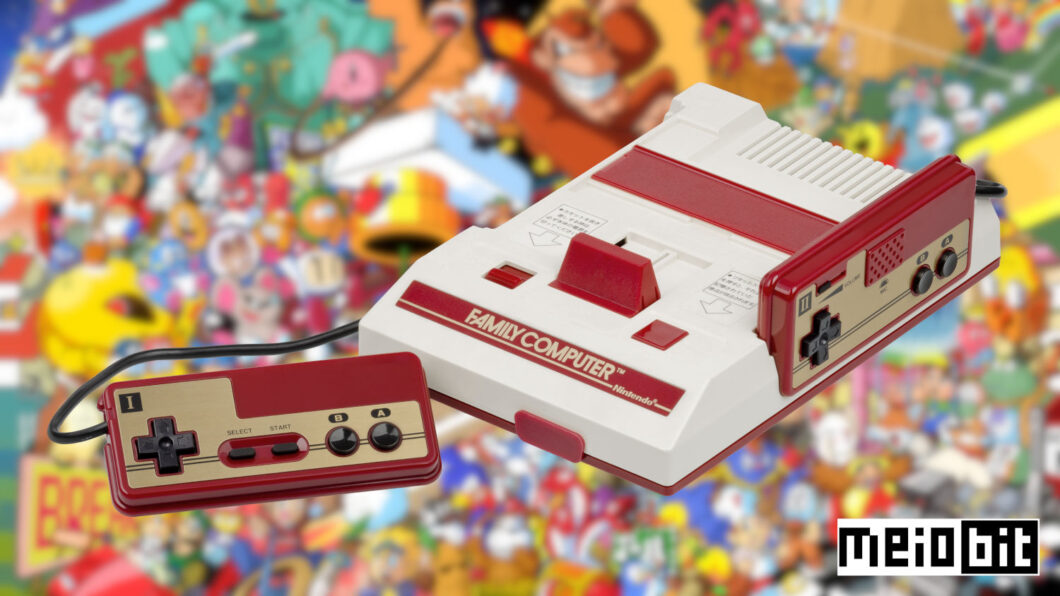 Family Computer ou Famicom, o console original de 8 bits da Nintendo (Crédito: Ronaldo Gogoni/Meio Bit)