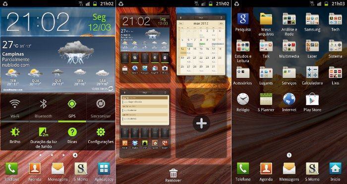 Detalhes do Android com as personalizações da Samsung.