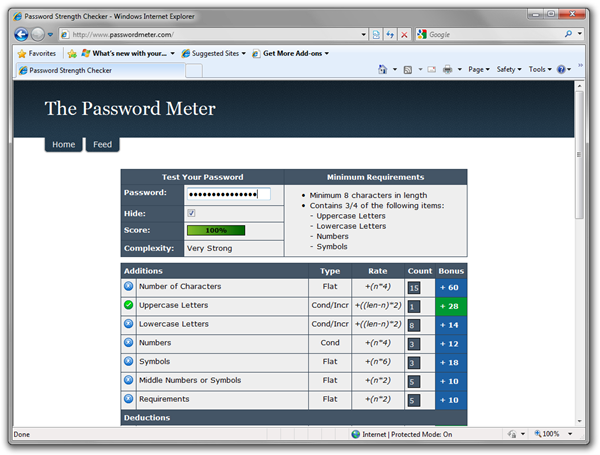 Password Strength Checker - Windows Internet Explorer