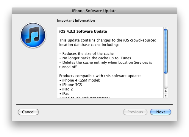 iOS 4.3.3: fim dos 'bugs' de localização.