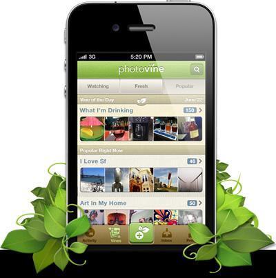 Screenshot do app do Photovine para iPhone.