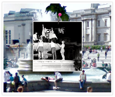 Trafalgar Square, Londres, 1966 e hoje.