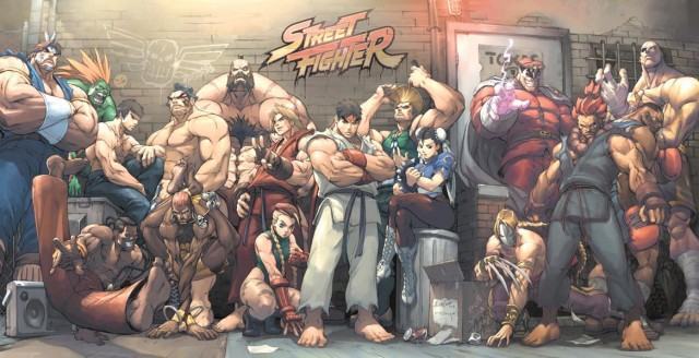 Arte com personagens de Street Fighter.
