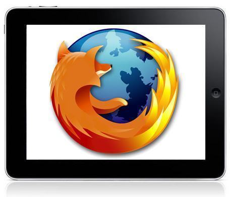 Montagem de um iPad com o logo do Firefox.