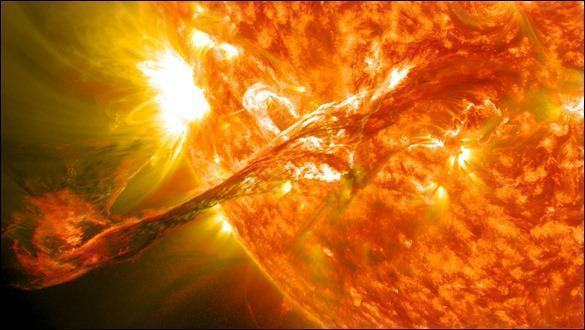 On August 31, 2012 a long filament of solar material that had been hovering in the sun's atmosphere, the corona, erupted out into space at 4:36 p.m. EDT. The coronal mass ejection, or CME, traveled at over 900 miles per second. The CME did not travel directly toward Earth, but did connect with Earth's magnetic environment, or magnetosphere, causing aurora to appear on the night of Monday, September 3. Picuted here is a lighten blended version of the 304 and 171 angstrom wavelengths. CroppedCredit: NASA/GSFC/SDO<b><a href="http://www.nasa.gov/audience/formedia/features/MP_Photo_Guidelines.html"rel="nofollow">NASA image use policy.</a></b><b><a href="http://www.nasa.gov/centers/goddard/home/index.html" rel="nofollow">NASA Goddard Space Flight Center</a></b> enables NASA’s mission through four scientific endeavors: Earth Science, Heliophysics, Solar System Exploration, and Astrophysics. Goddard plays a leading role in NASA’s accomplishments by contributing compelling scientific knowledge to advance the Agency’s mission.<b>Follow us on <a href="https://twitter.com/NASA_GoddardPix" rel="nofollow">Twitter</a></b><b>Like us on <a href="http://www.facebook.com/pages/Greenbelt-MD/NASA-Goddard/395013845897?ref=tsd" rel="nofollow">Facebook</a></b><b>Find us on <a href="http://instagrid.me/nasagoddard/?vm=grid" rel="nofollow">Instagram</a></b>